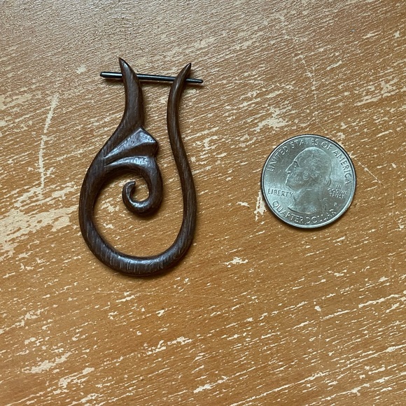 Natural Dark Wood Bohemian Statement Earrings - Picture 8 of 8